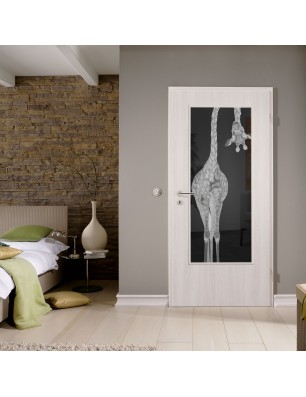 Lichtausschnitt Giraffenhals Gelasert Auf Grauglas