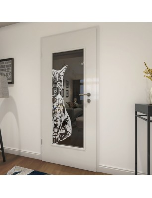 Lichtausschnitt Katze Gelasert Auf Grauglas