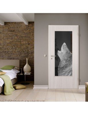 Lichtausschnitt Wolf 2 Gelasert Auf Grauglas