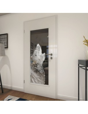 Lichtausschnitt Wolf 2 Gelasert Auf Grauglas