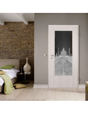 Lichtausschnitt Tac Mahal Gelasert Auf Grauglas