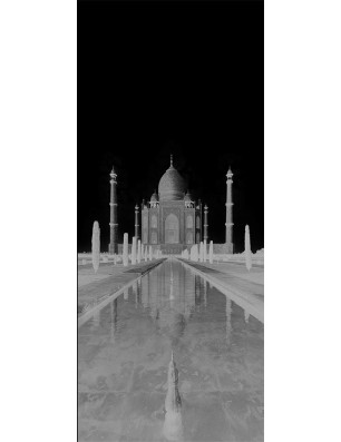 Lichtausschnitt Tac Mahal Gelasert Auf Grauglas