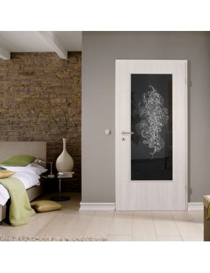 Lichtausschnitt Florale Kunst Gelasert Auf Grauglas