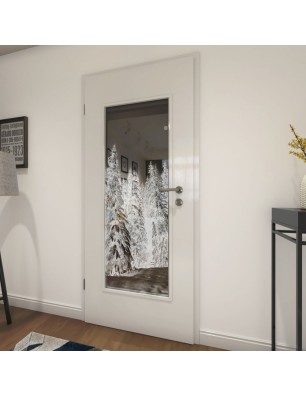 Lichtausschnitt Winterwald Gelasert Auf Grauglas