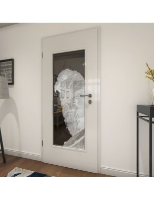 Lichtausschnitt Sittich Gelasert Auf Grauglas