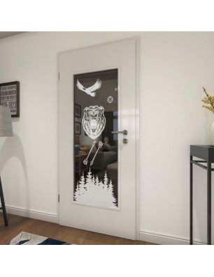 Lichtausschnitt Wild Life Gelasert Auf Grauglas