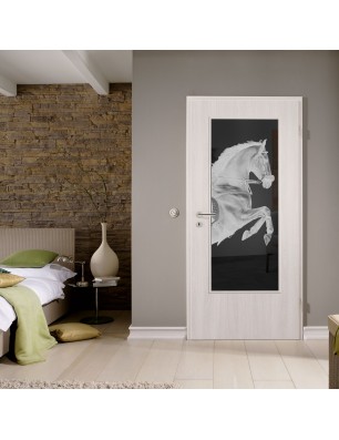 Lichtausschnitt Pferd Gelasert Auf Grauglas