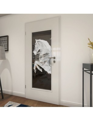 Lichtausschnitt Pferd Gelasert Auf Grauglas