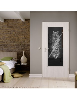 Lichtausschnitt Lions Gelasert Auf Grauglas