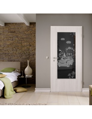 Lichtausschnitt kids car Gelasert Auf Grauglas