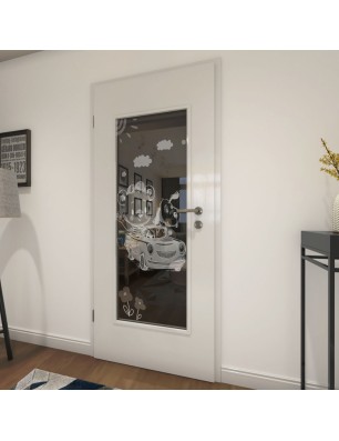 Lichtausschnitt kids car Gelasert Auf Grauglas