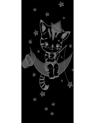 Lichtausschnitt kids moon Gelasert Auf Grauglas