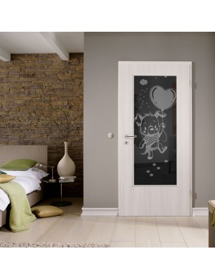 Lichtausschnitt kids baloon Gelasert Auf Grauglas