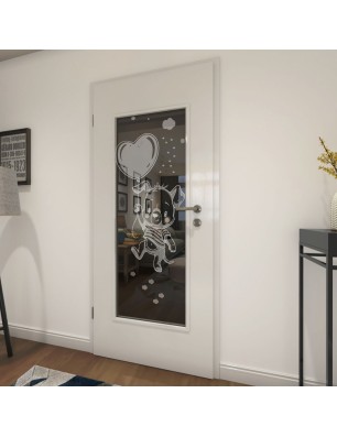 Lichtausschnitt kids baloon Gelasert Auf Grauglas