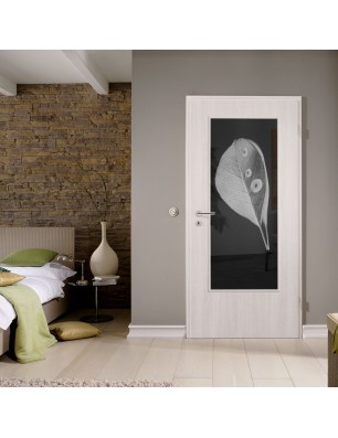 Lichtausschnitt Blatt Gelasert Auf Grauglas