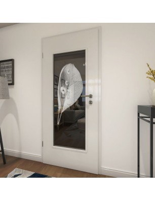 Lichtausschnitt Blatt Gelasert Auf Grauglas