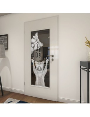 Lichtausschnitt Waschbären Gelasert Auf Grauglas