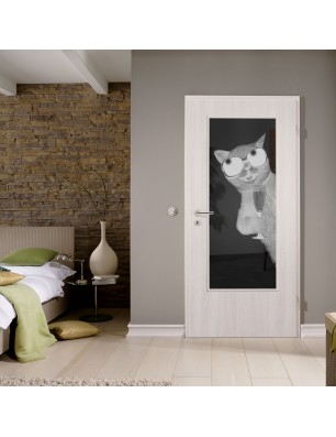 Lichtausschnitt Drinking Cat Gelasert Auf Grauglas