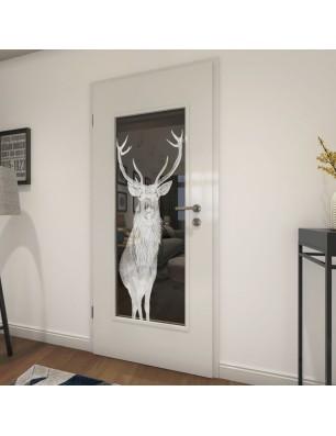 Lichtausschnitt Widder Gelasert Auf Grauglas