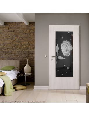 Lichtausschnitt Blume Gelasert Auf Grauglas