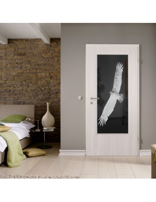 Lichtausschnitt Adler Gelasert Auf Grauglas