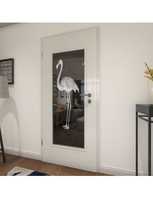 Lichtausschnitt Flamingo Gelasert Auf Grauglas