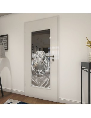 Lichtausschnitt Tigerkopf Gelasert Auf Grauglas