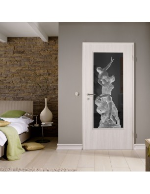 Lichtausschnitt Michelangelo Gelasert Auf Grauglas