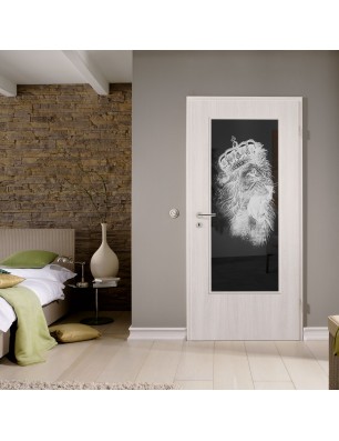 Lichtausschnitt Lionking Gelasert Auf Grauglas