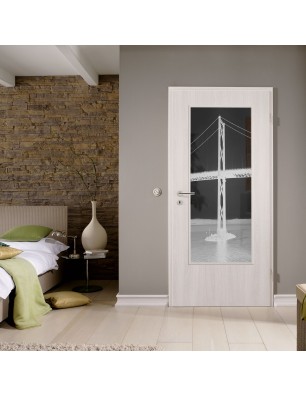 Lichtausschnitt Golden Gate Gelasert Auf Grauglas