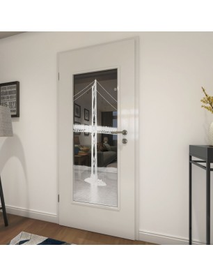 Lichtausschnitt Golden Gate Gelasert Auf Grauglas