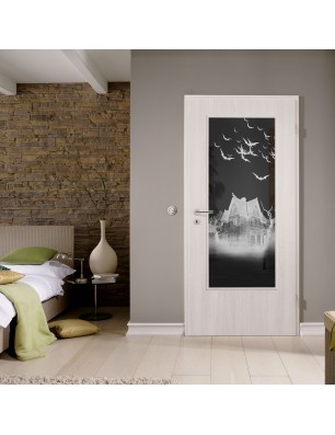 Lichtausschnitt Spukhaus Gelasert Auf Grauglas