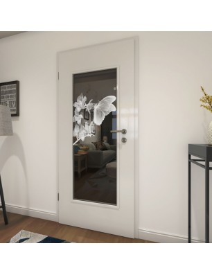 Lichtausschnitt Butterfly Gelasert Auf Grauglas