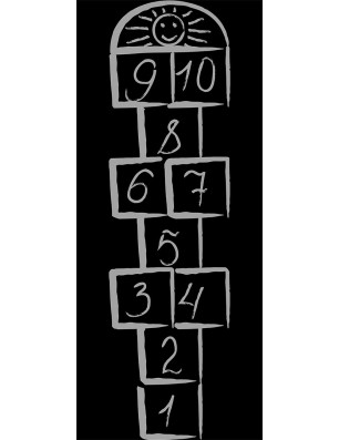 Lichtausschnitt Hopscotch Gelasert Auf Grauglas