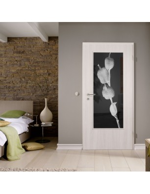 Lichtausschnitt Pflanze Gelasert Auf Grauglas