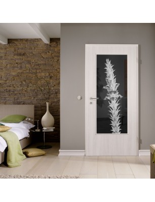 Lichtausschnitt Acantus Montanus Gelasert Auf Grauglas