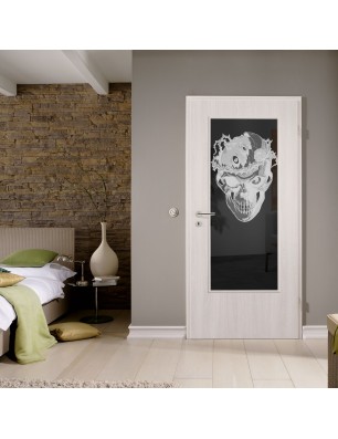 Lichtausschnitt Skull 4 Gelasert Auf Grauglas