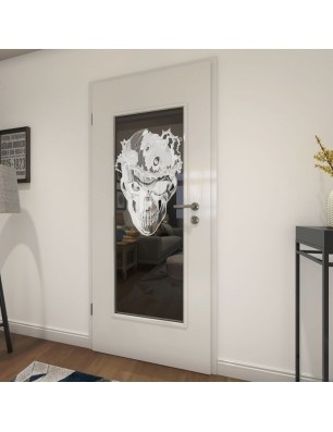 Lichtausschnitt Skull 4 Gelasert Auf Grauglas