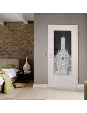 Lichtausschnitt Frauenkirche Gelasert Auf Grauglas