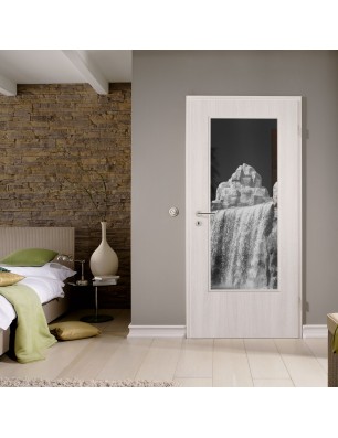 Lichtausschnitt Wasserfall II Gelasert Auf Grauglas