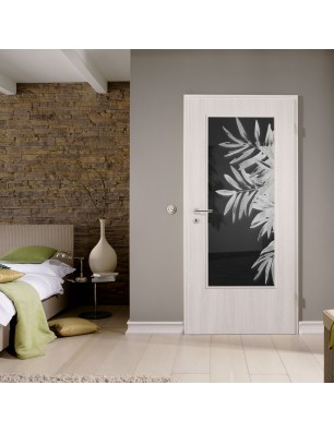 Lichtausschnitt Blätter Gelasert Auf Grauglas