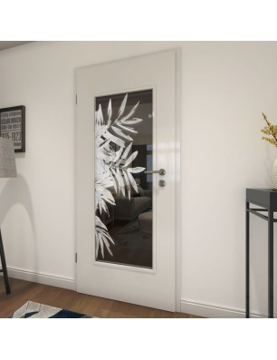 Lichtausschnitt Blätter Gelasert Auf Grauglas