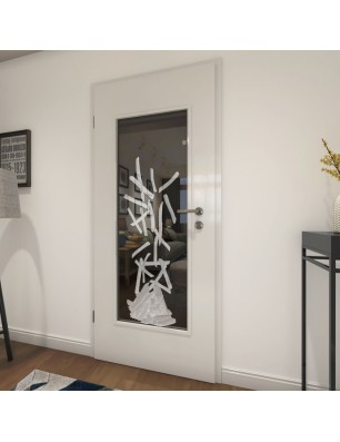 Lichtausschnitt Pommes Gelasert Auf Grauglas