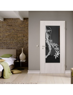 Lichtausschnitt Ranke Gelasert Auf Grauglas