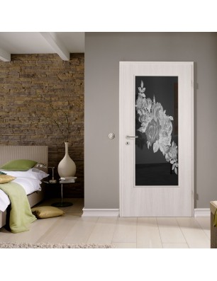 Lichtausschnitt Rose Gelasert Auf Grauglas