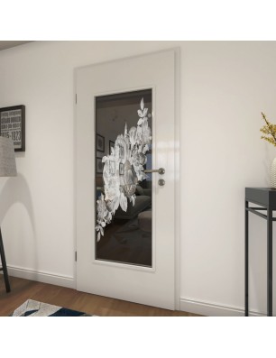 Lichtausschnitt Rose Gelasert Auf Grauglas