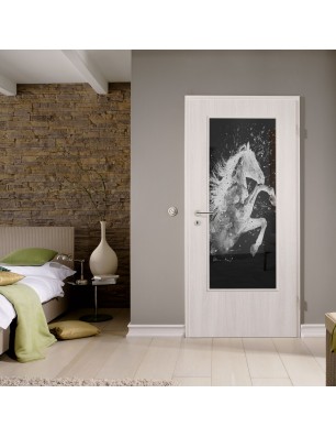 Lichtausschnitt flying Horse Gelasert Auf Grauglas