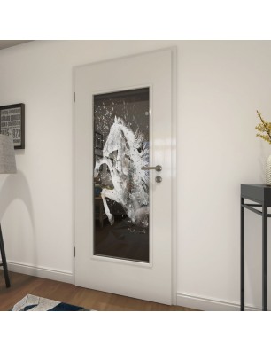 Lichtausschnitt flying Horse Gelasert Auf Grauglas