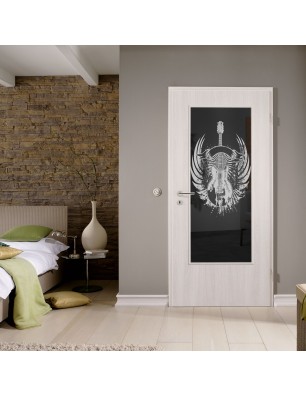 Lichtausschnitt Guitar Rebell Gelasert Auf Grauglas