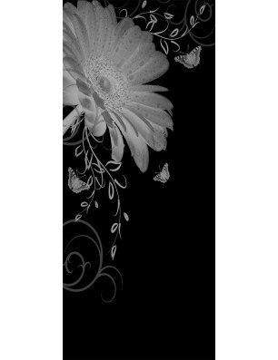 Lichtausschnitt Blume 3 Gelasert Auf Grauglas